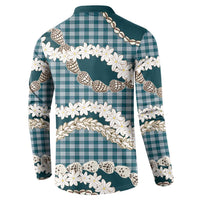 Dark Cyan Hawaii Tiare and Shell Lei Button Sweatshirt Hawaiian Palaka Luxury Vibes LT14 - Polynesian Pride