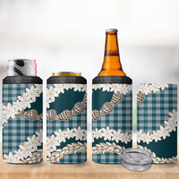 Dark Cyan Hawaii Tiare and Shell Lei 4 in 1 Can Cooler Tumbler Hawaiian Palaka Luxury Vibes - Polynesian Pride