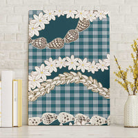 Dark Cyan Hawaii Tiare and Shell Lei Canvas Wall Art Hawaiian Palaka Luxury Vibes LT14 Without Frame Dark Cyan - Polynesian Pride