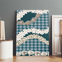 Dark Cyan Hawaii Tiare and Shell Lei Canvas Wall Art Hawaiian Palaka Luxury Vibes LT14 - Polynesian Pride