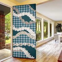 Dark Cyan Hawaii Tiare and Shell Lei Door Cover Hawaiian Palaka Luxury Vibes LT14 - Polynesian Pride