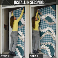 Dark Cyan Hawaii Tiare and Shell Lei Door Cover Hawaiian Palaka Luxury Vibes LT14 - Polynesian Pride