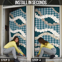 Dark Cyan Hawaii Tiare and Shell Lei Door Cover Hawaiian Palaka Luxury Vibes LT14 - Polynesian Pride