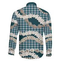 Dark Cyan Hawaii Tiare and Shell Lei Family Matching Puletasi and Hawaiian Shirt Hawaiian Palaka Luxury Vibes - Polynesian Pride
