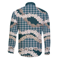 Dark Cyan Hawaii Tiare and Shell Lei Family Matching Short Sleeve Bodycon Dress and Hawaiian Shirt Hawaiian Palaka Luxury Vibes - Polynesian Pride