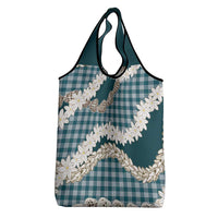 Dark Cyan Hawaii Tiare and Shell Lei Grocery Bag Hawaiian Palaka Luxury Vibes LT14 - Polynesian Pride