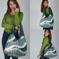 Dark Cyan Hawaii Tiare and Shell Lei Grocery Bag Hawaiian Palaka Luxury Vibes LT14 - Polynesian Pride