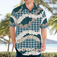 Dark Cyan Hawaii Tiare and Shell Lei Hawaiian Shirt Hawaiian Palaka Luxury Vibes - Polynesian Pride