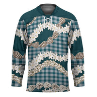 Dark Cyan Hawaii Tiare and Shell Lei Hockey Jersey Hawaiian Palaka Luxury Vibes LT14 Unisex Dark Cyan - Polynesian Pride