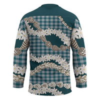 Dark Cyan Hawaii Tiare and Shell Lei Hockey Jersey Hawaiian Palaka Luxury Vibes LT14 - Polynesian Pride