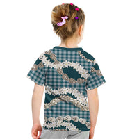 Dark Cyan Hawaii Tiare and Shell Lei Kid T Shirt Hawaiian Palaka Luxury Vibes LT14 - Polynesian Pride