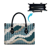 Dark Cyan Hawaii Tiare and Shell Lei Leather Bag Hawaiian Palaka Luxury Vibes LT14 - Polynesian Pride