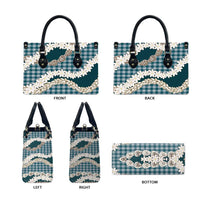 Dark Cyan Hawaii Tiare and Shell Lei Leather Bag Hawaiian Palaka Luxury Vibes LT14 - Polynesian Pride