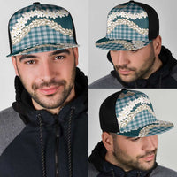 Dark Cyan Hawaii Tiare and Shell Lei Mesh Trucker Cap Hawaiian Palaka Luxury Vibes LT14 - Polynesian Pride
