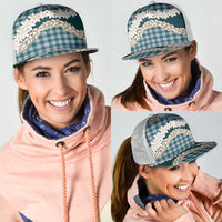 Dark Cyan Hawaii Tiare and Shell Lei Mesh Trucker Cap Hawaiian Palaka Luxury Vibes LT14 - Polynesian Pride