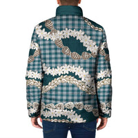 Dark Cyan Hawaii Tiare and Shell Lei Padded Jacket Hawaiian Palaka Luxury Vibes LT14 - Polynesian Pride