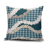 Dark Cyan Hawaii Tiare and Shell Lei Pillow Cover Hawaiian Palaka Luxury Vibes - Polynesian Pride