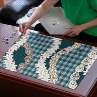 Dark Cyan Hawaii Tiare and Shell Lei Puzzle Hawaiian Palaka Luxury Vibes LT14 - Polynesian Pride