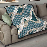Dark Cyan Hawaii Tiare and Shell Lei Quilt Hawaiian Palaka Luxury Vibes - Polynesian Pride