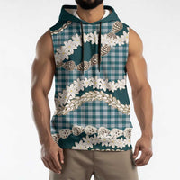 Dark Cyan Hawaii Tiare and Shell Lei Sleeveless Hoodie Hawaiian Palaka Luxury Vibes LT14 - Polynesian Pride