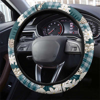 Dark Cyan Hawaii Tiare and Shell Lei Steering Wheel Cover Hawaiian Palaka Luxury Vibes - Polynesian Pride