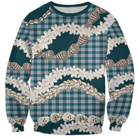 Dark Cyan Hawaii Tiare and Shell Lei Sweatshirt Hawaiian Palaka Luxury Vibes LT14 Unisex Dark Cyan - Polynesian Pride