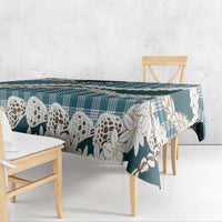 Dark Cyan Hawaii Tiare and Shell Lei Tablecloth Hawaiian Palaka Luxury Vibes LT14 - Polynesian Pride