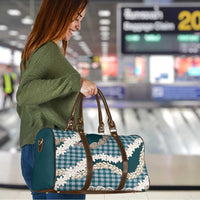 Dark Cyan Hawaii Tiare and Shell Lei Travel Bag Hawaiian Palaka Luxury Vibes - Polynesian Pride