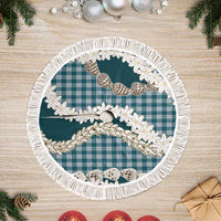 Dark Cyan Hawaii Tiare and Shell Lei Tree Skirt Hawaiian Palaka Luxury Vibes LT14 Fringed Dark Cyan - Polynesian Pride