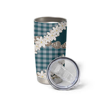 Dark Cyan Hawaii Tiare and Shell Lei Tumbler Cup Hawaiian Palaka Luxury Vibes - Polynesian Pride