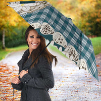 Dark Cyan Hawaii Tiare and Shell Lei Umbrella Hawaiian Palaka Luxury Vibes LT14 - Polynesian Pride