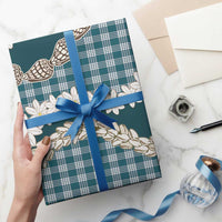 Dark Cyan Hawaii Tiare and Shell Lei Wrapping Paper Hawaiian Palaka Luxury Vibes LT14 - Polynesian Pride