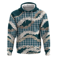 Dark Cyan Hawaii Tiare and Shell Lei Zip Hoodie Hawaiian Palaka Luxury Vibes LT14 Pullover Hoodie Dark Cyan - Polynesian Pride