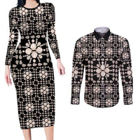 Aloha Hawaii Shell Quilt Couples Matching Long Sleeve Bodycon Dress and Long Sleeve Button Shirt Seamless Style - Polynesian Pride