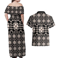 Aloha Hawaii Shell Quilt Couples Matching Off Shoulder Maxi Dress and Hawaiian Shirt Seamless Style LT14 - Polynesian Pride