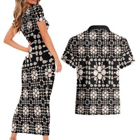 Aloha Hawaii Shell Quilt Couples Matching Short Sleeve Bodycon Dress and Hawaiian Shirt Seamless Style LT14 - Polynesian Pride