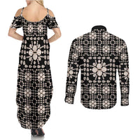 Aloha Hawaii Shell Quilt Couples Matching Summer Maxi Dress and Long Sleeve Button Shirt Seamless Style LT14 - Polynesian Pride