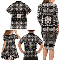 Aloha Hawaii Shell Quilt Family Matching Long Sleeve Bodycon Dress and Hawaiian Shirt Seamless Style - Polynesian Pride