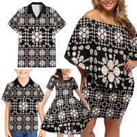 Aloha Hawaii Shell Quilt Family Matching Off Shoulder Short Dress and Hawaiian Shirt Seamless Style - Polynesian Pride