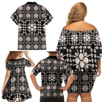 Aloha Hawaii Shell Quilt Family Matching Off Shoulder Short Dress and Hawaiian Shirt Seamless Style - Polynesian Pride