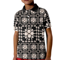 Aloha Hawaii Shell Quilt Kid Polo Shirt Seamless Style LT14 Kid Black - Polynesian Pride