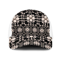 Aloha Hawaii Shell Quilt Mesh Trucker Cap Seamless Style LT14 One Size White Black - Polynesian Pride