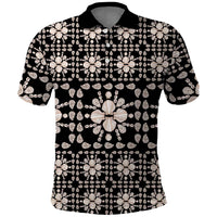 Aloha Hawaii Shell Quilt Polo Shirt Seamless Style LT14 Black - Polynesian Pride