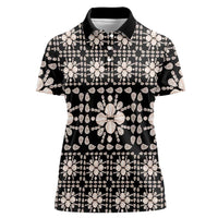 Aloha Hawaii Shell Quilt Women Polo Shirt Seamless Style LT14 Female Black - Polynesian Pride