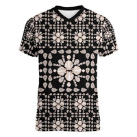 Aloha Hawaii Shell Quilt Women V-Neck T-Shirt Seamless Style - Polynesian Pride