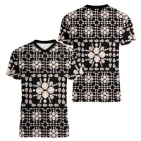 Aloha Hawaii Shell Quilt Women V-Neck T-Shirt Seamless Style LT14 - Polynesian Pride