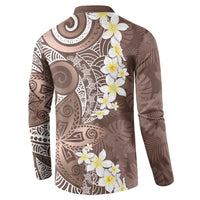 Mocha Mousse Polynesian Tribal Frangipani Tropical Vibe Button Sweatshirt LT14 - Polynesian Pride