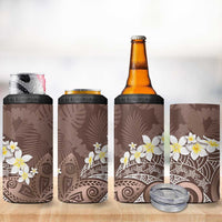 Mocha Mousse Polynesian Tribal Frangipani Tropical Vibe 4 in 1 Can Cooler Tumbler LT14 - Polynesian Pride