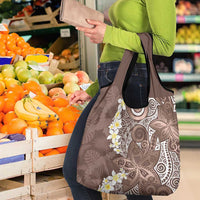 Mocha Mousse Polynesian Tribal Frangipani Tropical Vibe Grocery Bag LT14 - Polynesian Pride