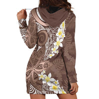 Mocha Mousse Polynesian Tribal Frangipani Tropical Vibe Hoodie Dress LT14 - Polynesian Pride